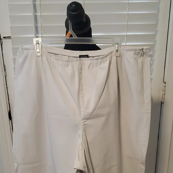 Eileen Fisher Off-White Pull-On Straight Leg Chinos - Picture 3 of 9